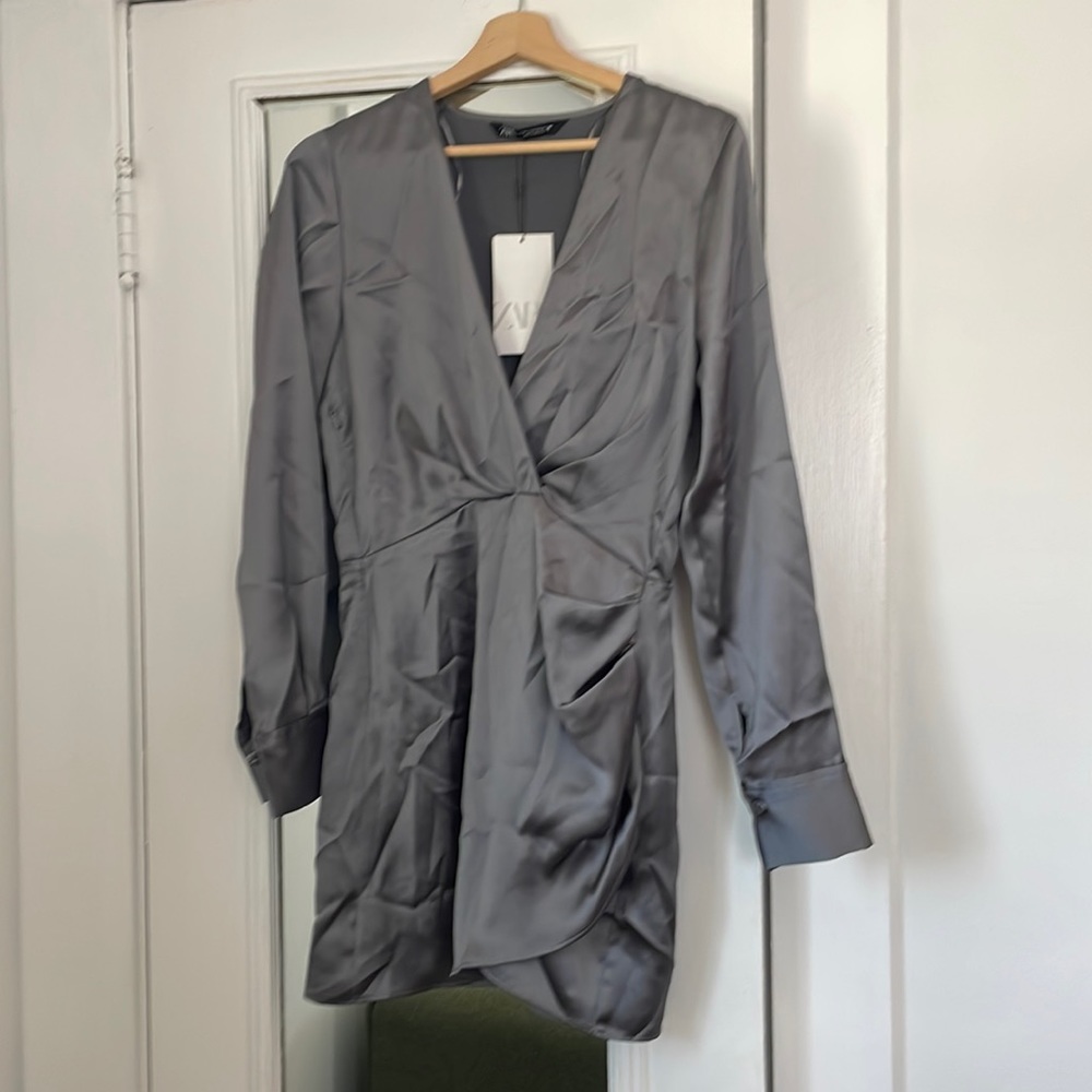 Grey Zara satin dress